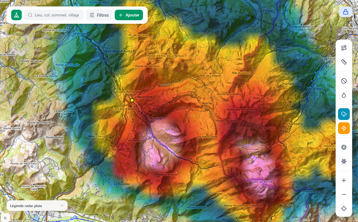 Radar précipitations — vue large